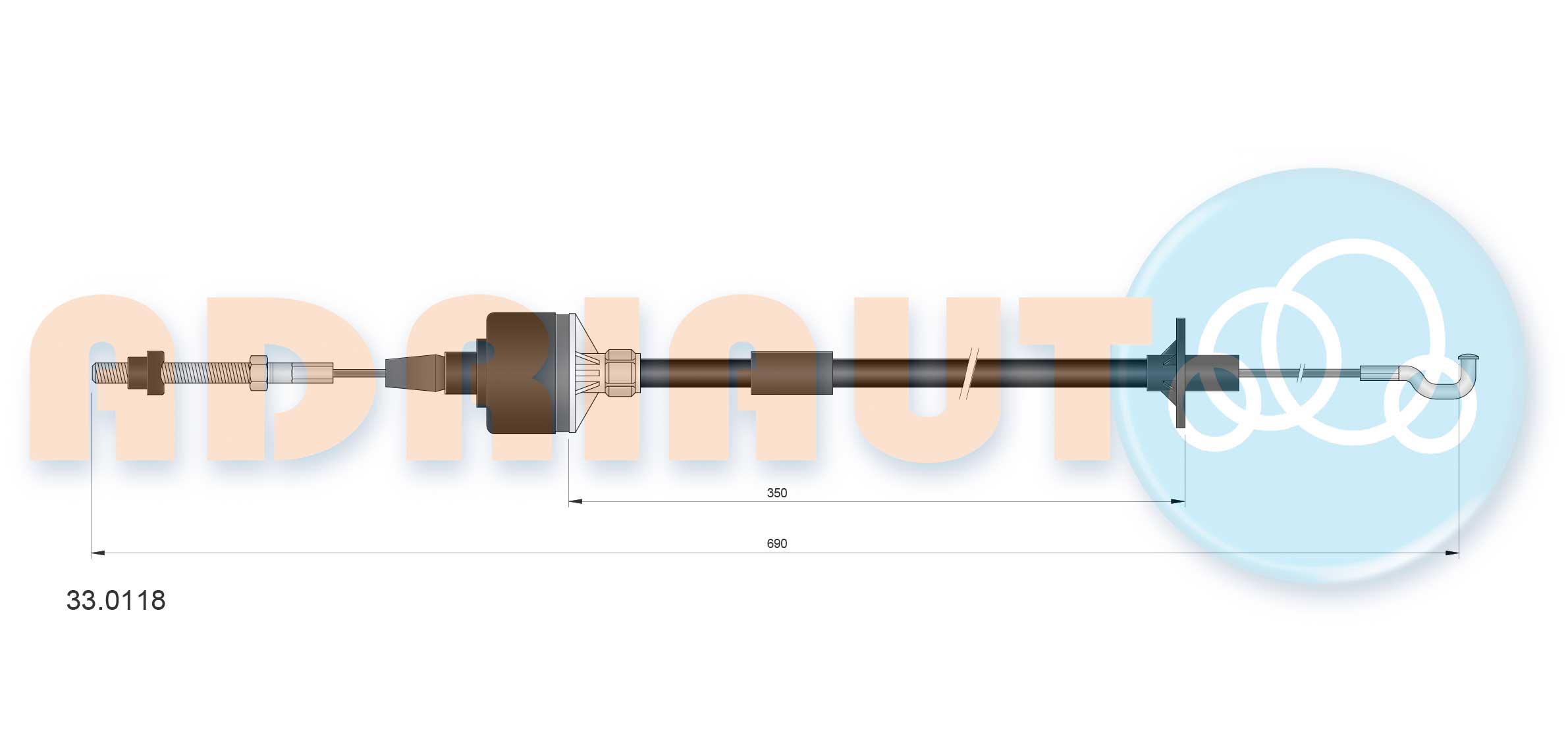 Cable Pull, clutch control (33.0118)