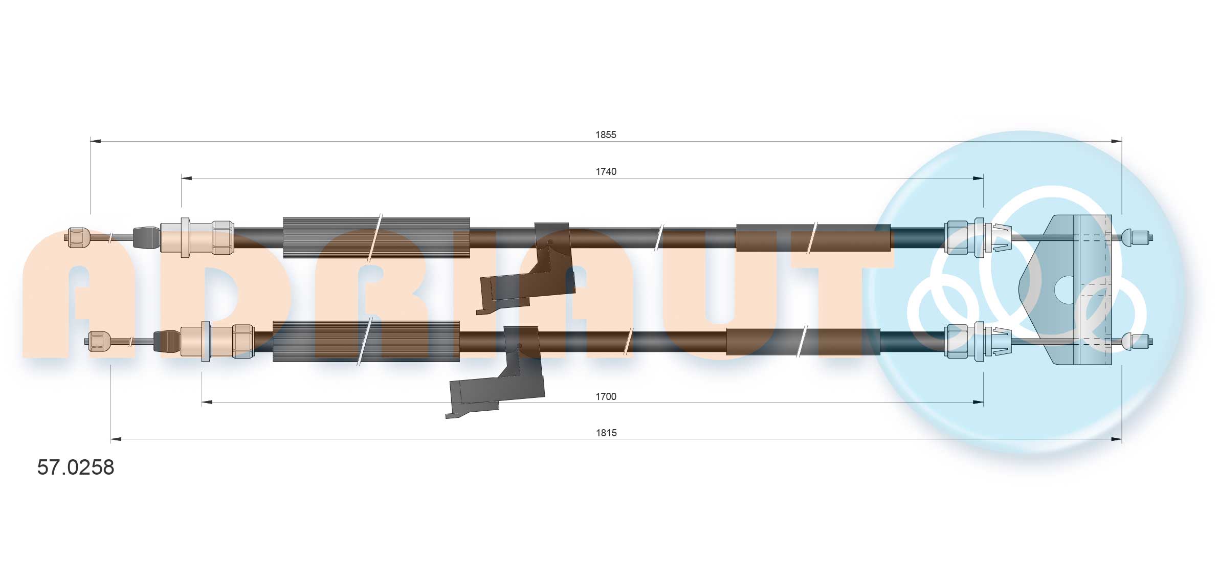 Cable Pull, parking brake (57.0258)