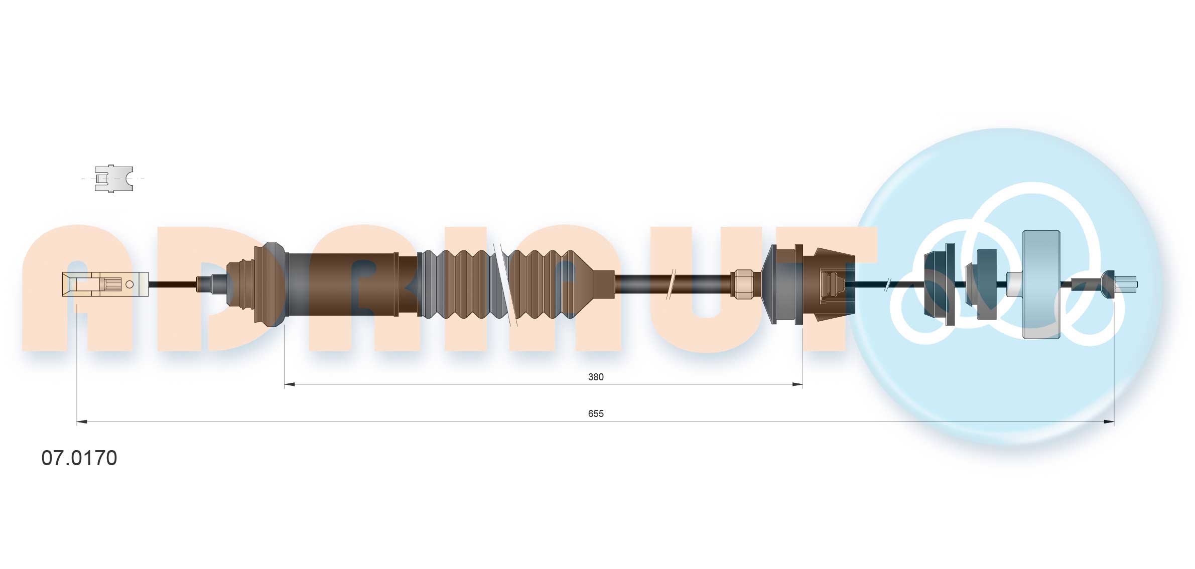 Cable Pull, clutch control (07.0170)
