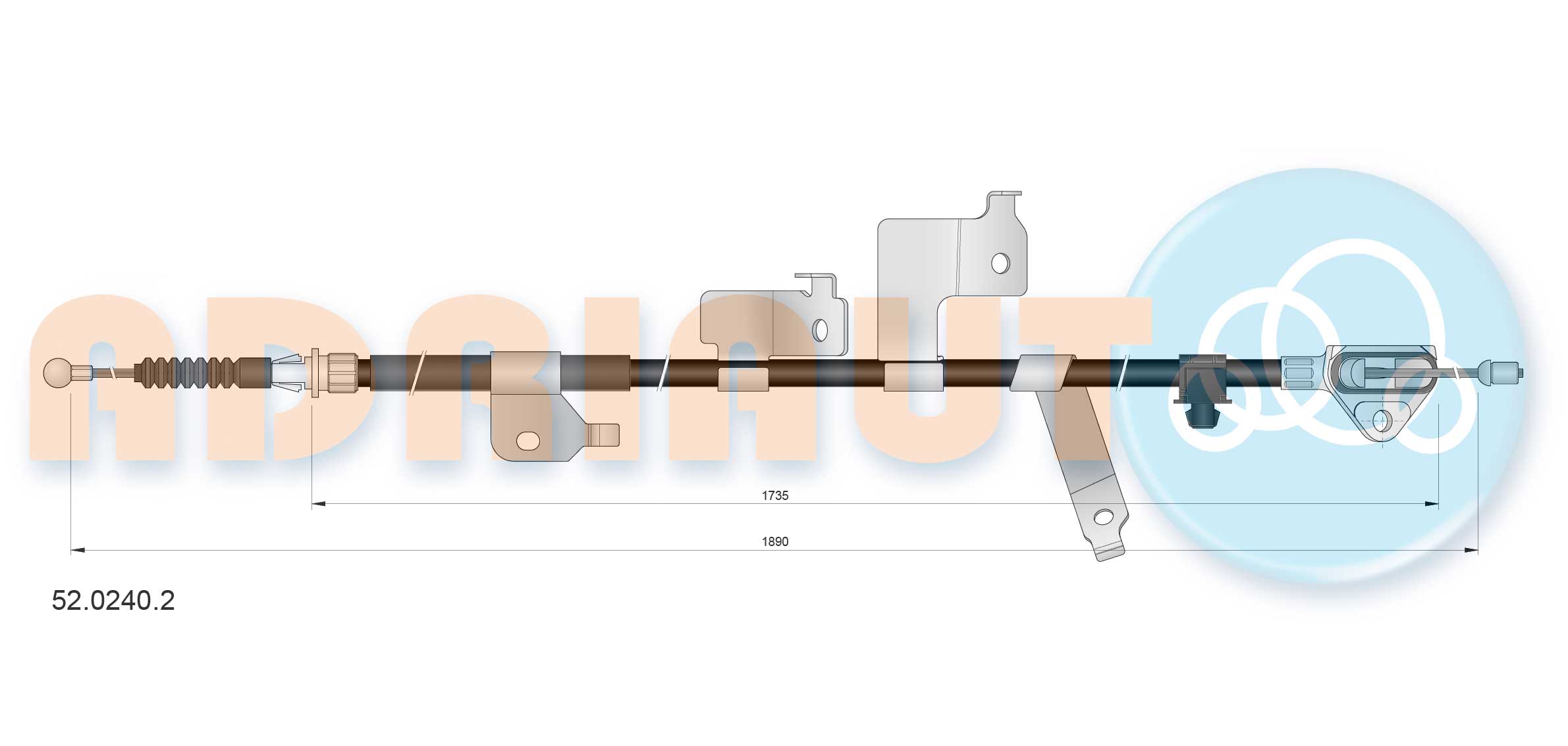 Cable Pull, parking brake (52.0240.2)