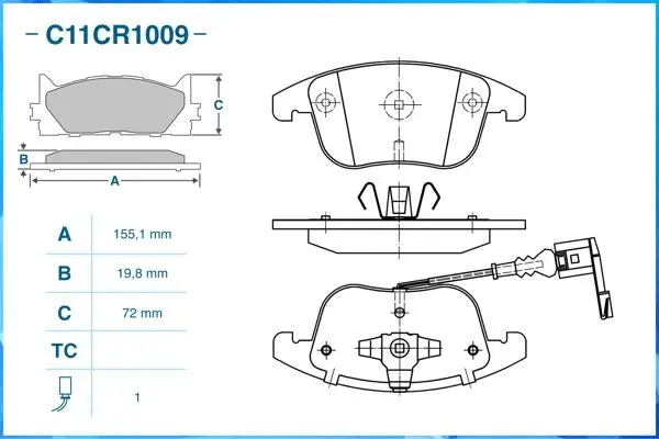 Brake Pad Set, disc brake (C11CR1009)