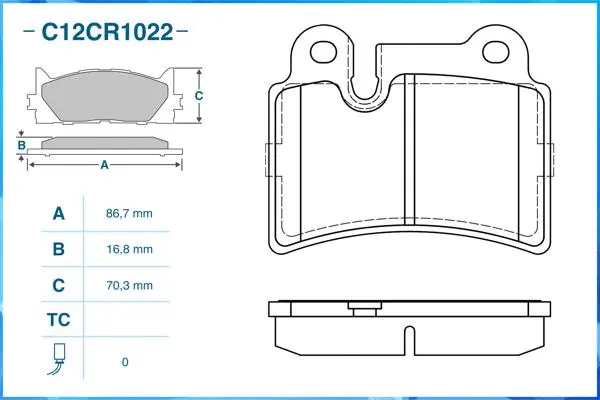 Brake Pad Set, disc brake (C12CR1022)