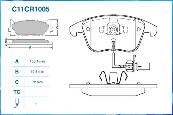 Brake Pad Set, disc brake (C11CR1005)
