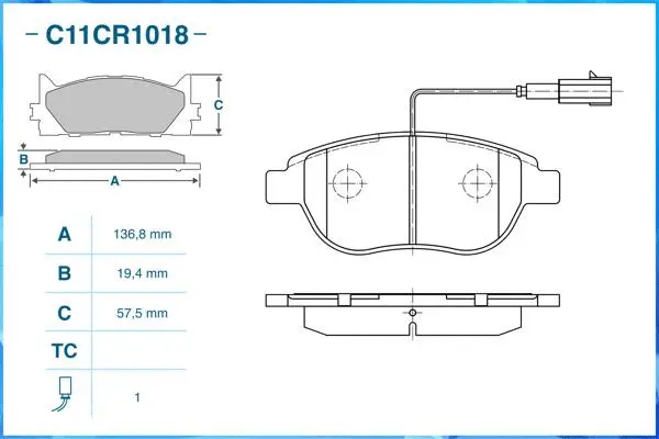 Brake Pad Set, disc brake (C11CR1018)