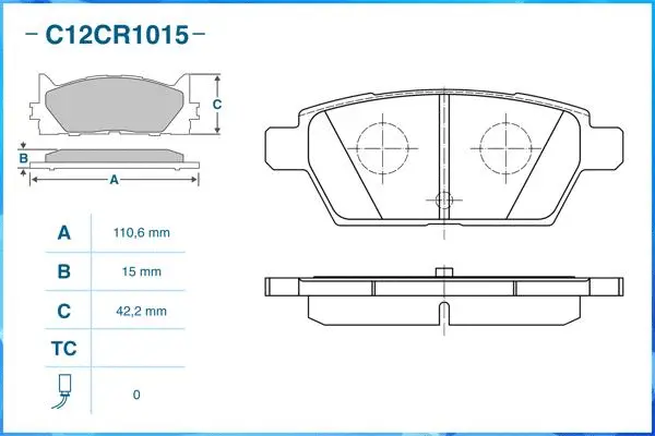Brake Pad Set, disc brake (C12CR1015)