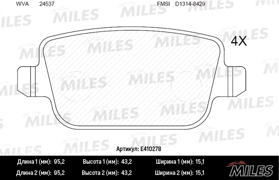 Brake Pad Set, disc brake (E410278)
