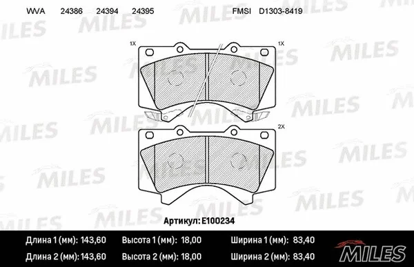 Brake Pad Set, disc brake (E100234)