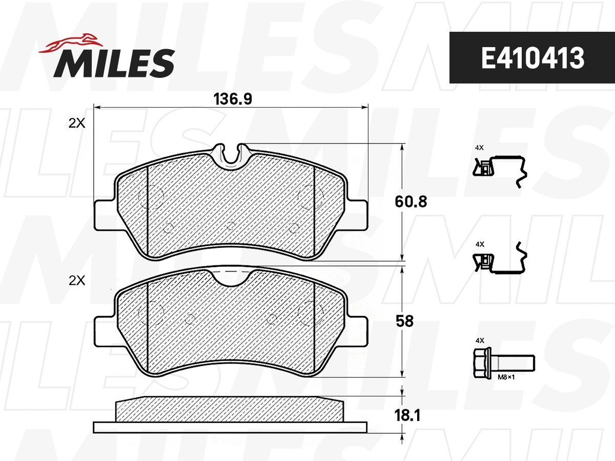 Brake Pad Set, disc brake (E410413)