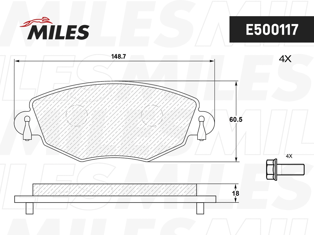 Brake Pad Set, disc brake (E500117)