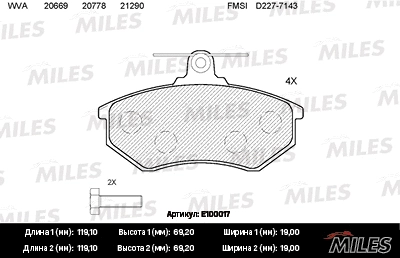 Brake Pad Set, disc brake (E100017)