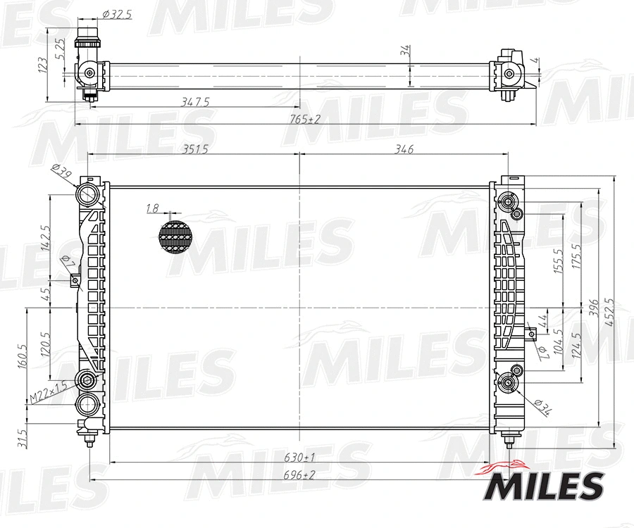 Radiator, engine cooling (ACRM013)