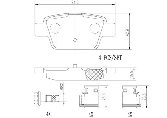 Brake Pad Set, disc brake (P23080N)