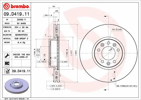 Brake Disc (09.D419.11)