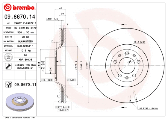 Brake Disc (09.8670.11)
