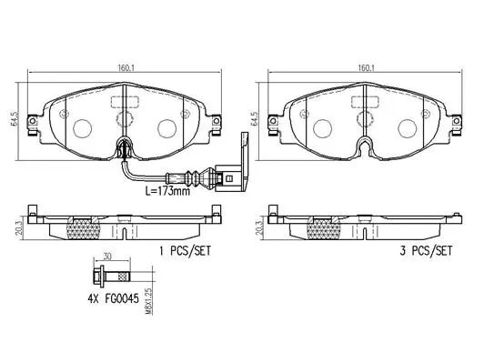Brake Pad Set, disc brake (P85126N)