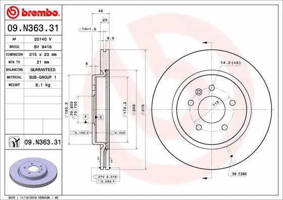 Brake Disc (09.N363.31)