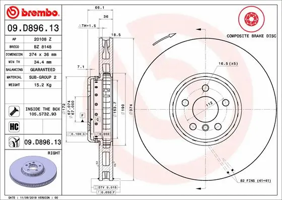 Brake Disc (09.D896.13)