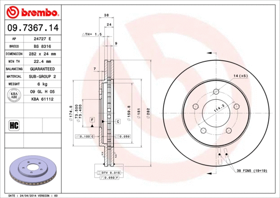 Brake Disc (09.7367.14)