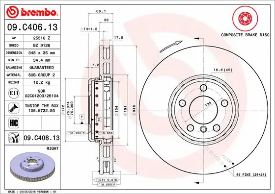Brake Disc (09.C406.13)