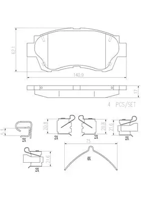 Brake Pad Set, disc brake (P83027N)