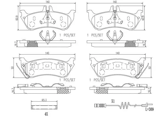 Brake Pad Set, disc brake (P50044N)