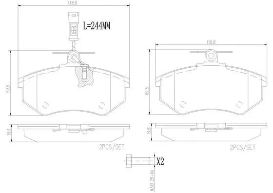 Brake Pad Set, disc brake (P85016N)