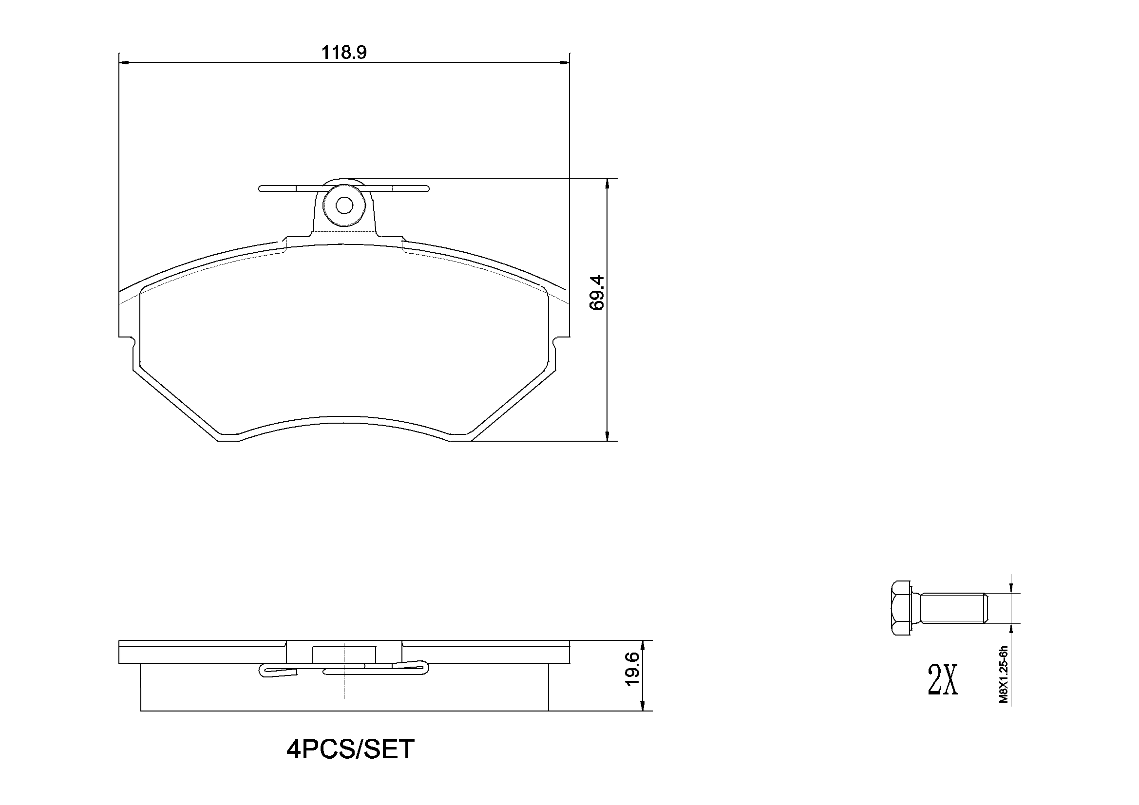 Brake Pad Set, disc brake (P85042N)