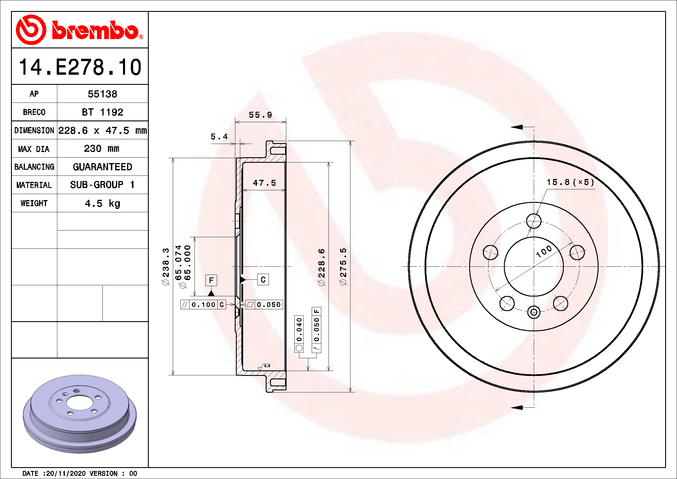 Brake Drum (14.E278.10)