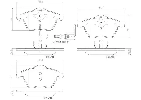 Brake Pad Set, disc brake (P85045N)
