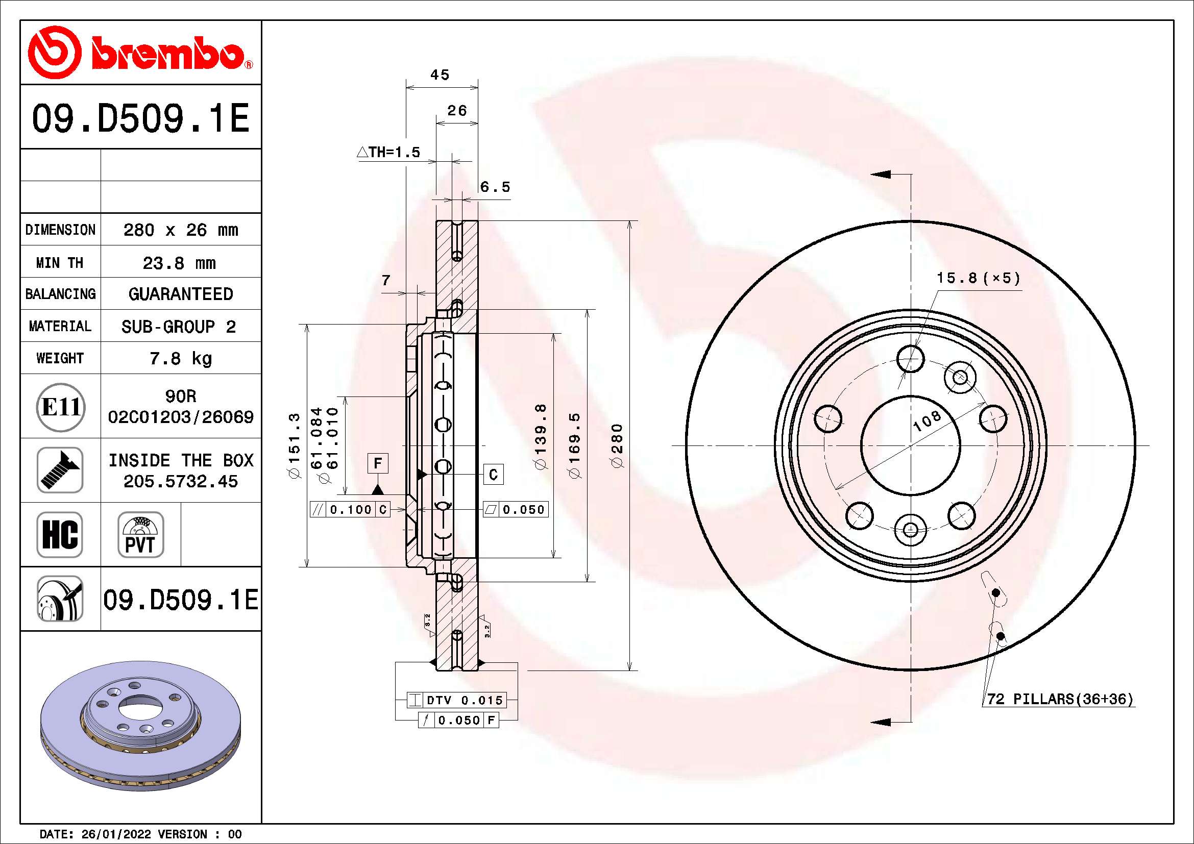 Brake Disc (09.D509.1E)