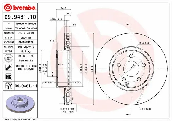 Brake Disc (09.9481.11)