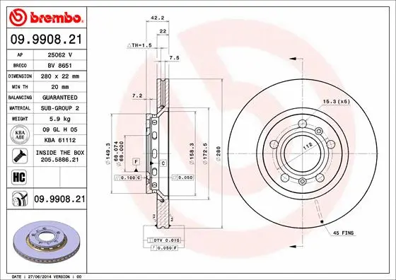 Brake Disc (09.9908.21)