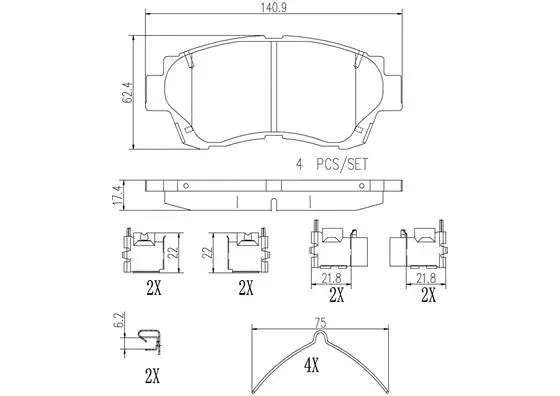 Brake Pad Set, disc brake (P83124N)