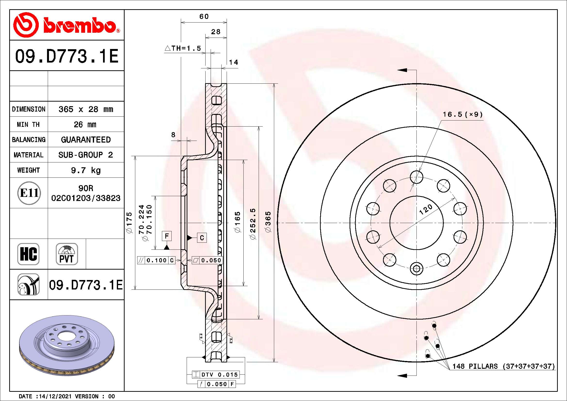 Brake Kit, disc brake (KT 08 022)