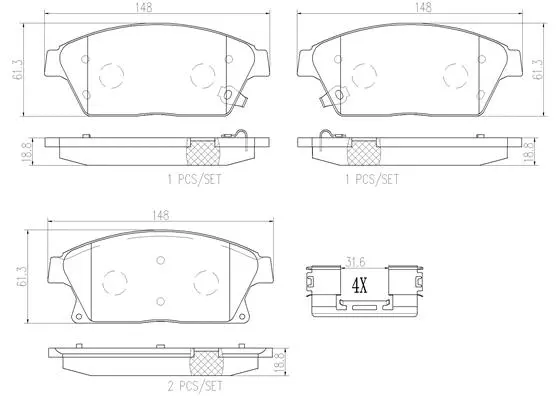 Brake Pad Set, disc brake (P59077N)