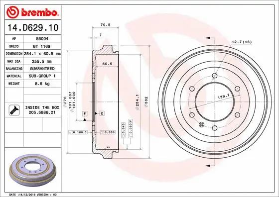 Brake Drum (14.D629.10)