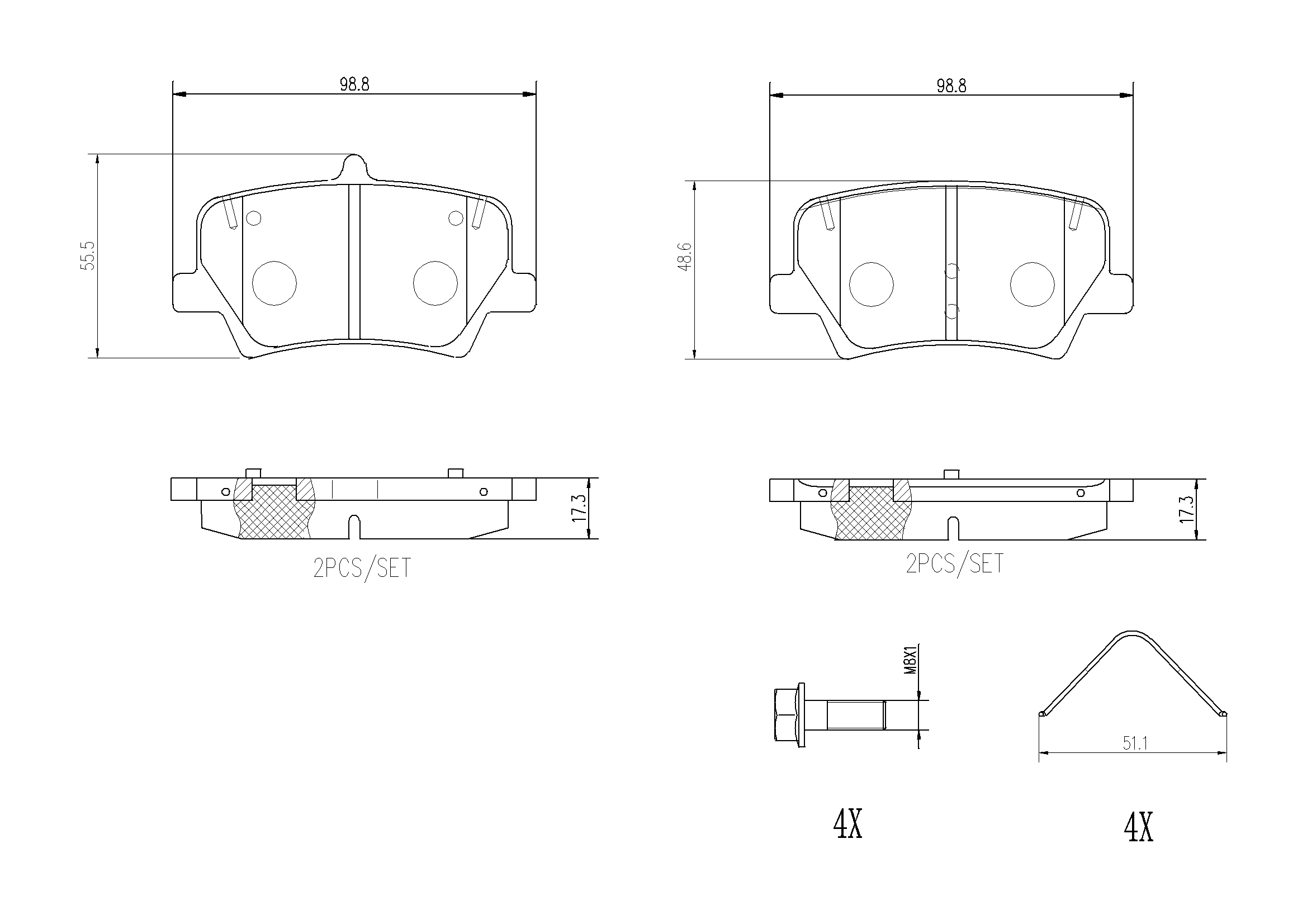 Brake Pad Set, disc brake (P86032N)