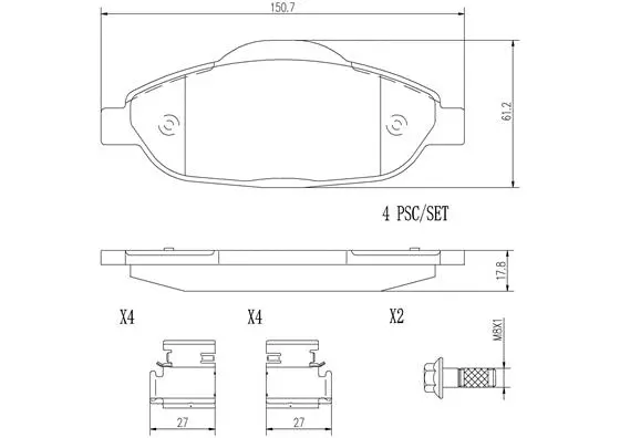 Brake Pad Set, disc brake (P61101N)