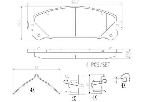 Brake Pad Set, disc brake (P83126N)