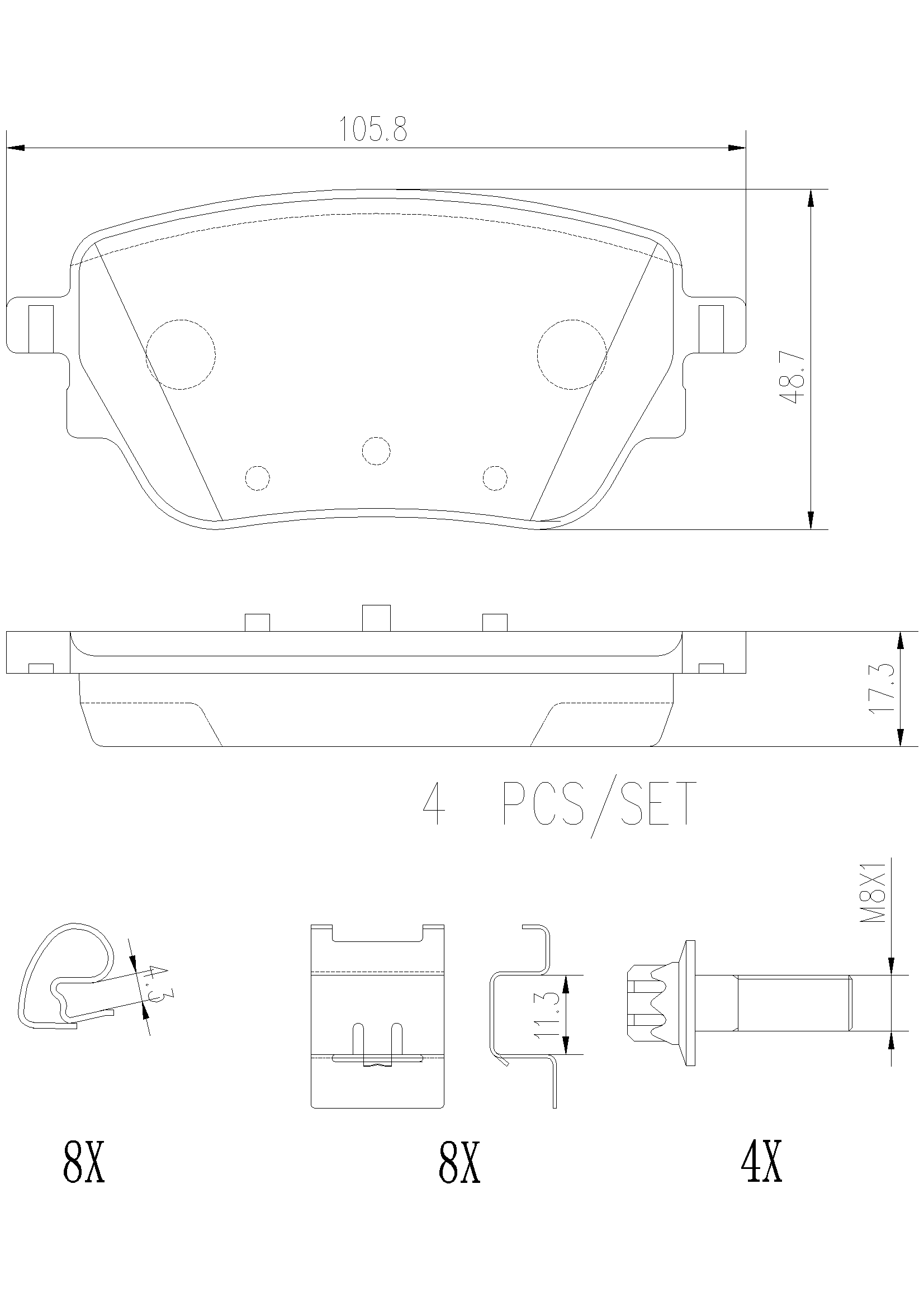 Brake Pad Set, disc brake (P50151N)