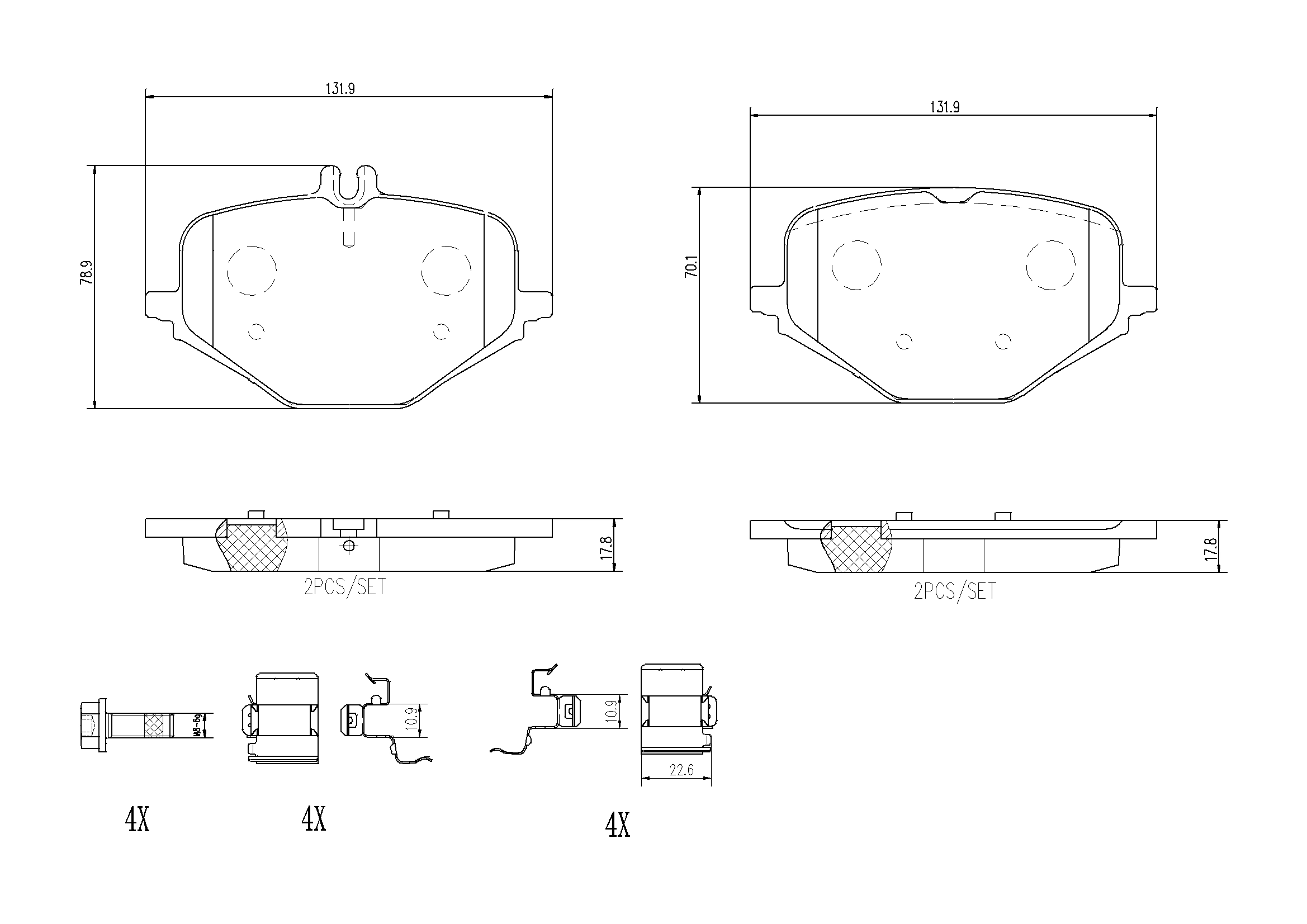 Brake Pad Set, disc brake (P50167N)