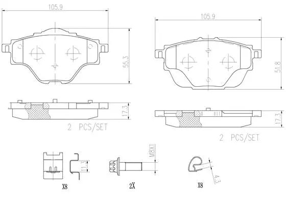Brake Pad Set, disc brake (P61124N)