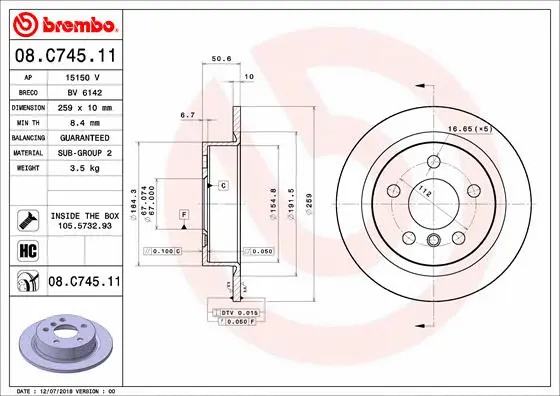 Brake Disc (08.C745.11)