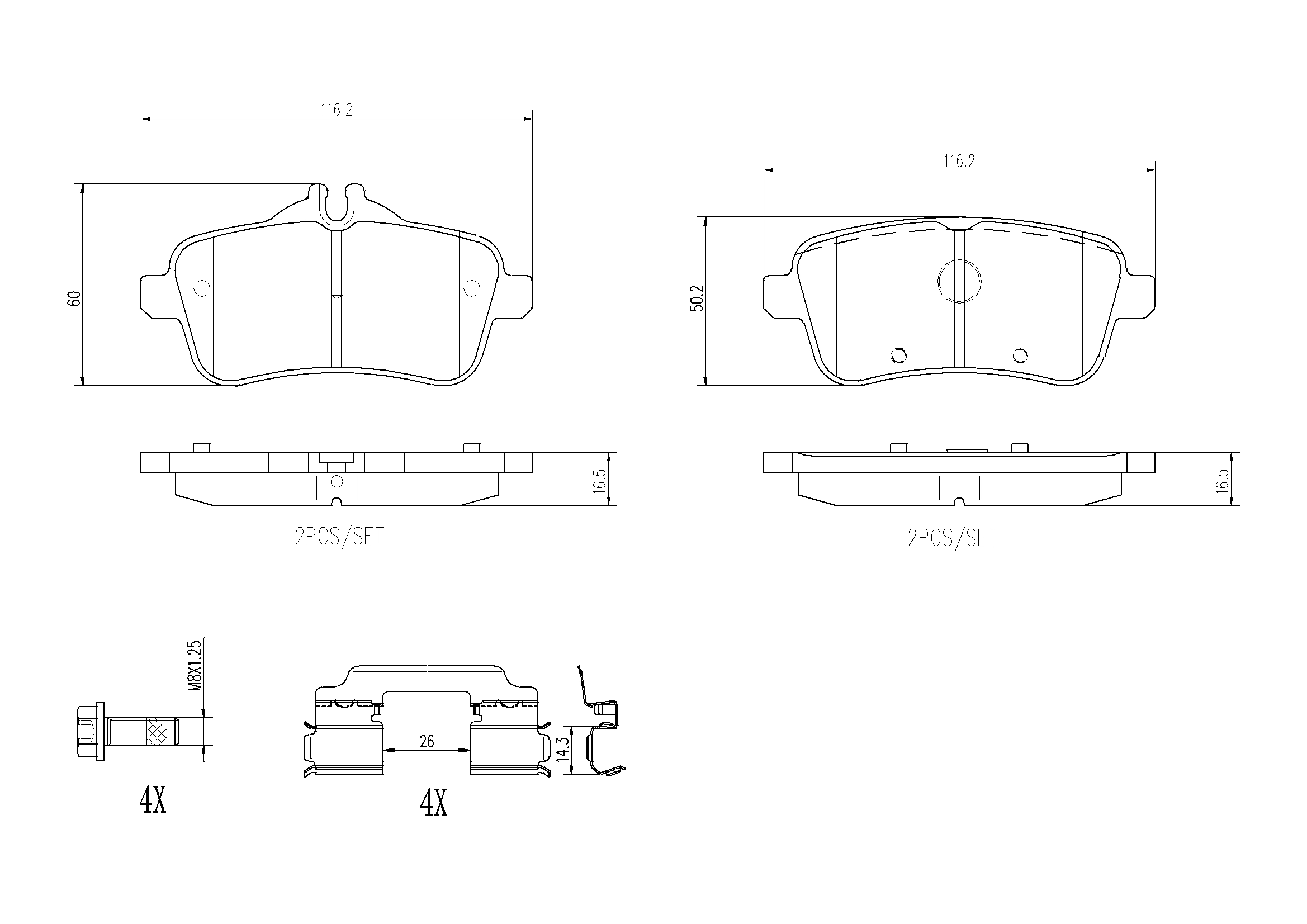 Brake Pad Set, disc brake (P50156N)