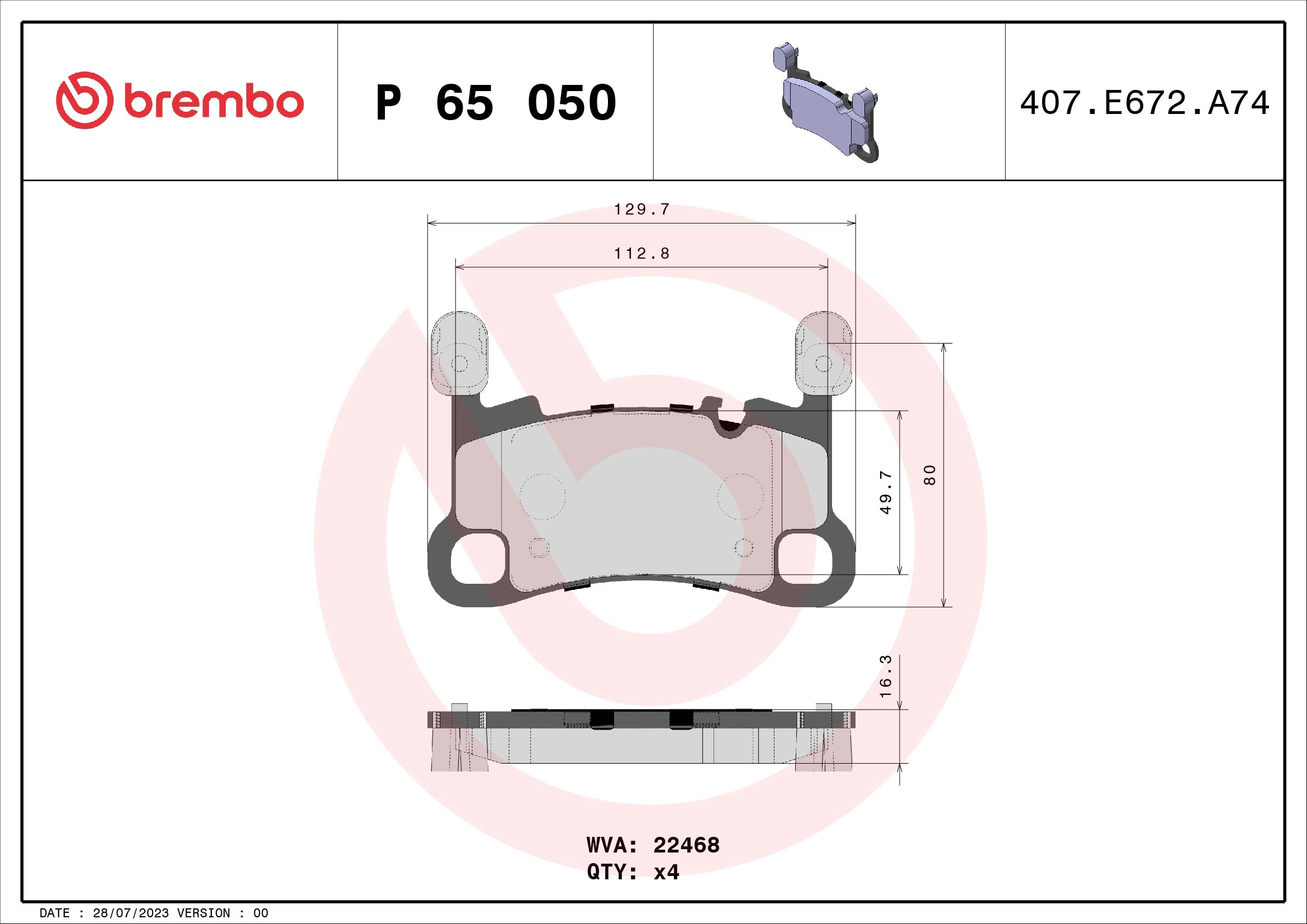 Brake Pad Set, disc brake (P 65 050)