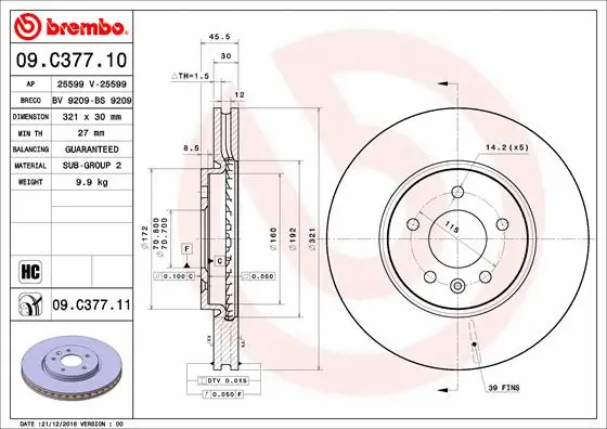 Brake Disc (09.C377.11)