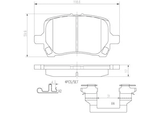 Brake Pad Set, disc brake (P10014N)