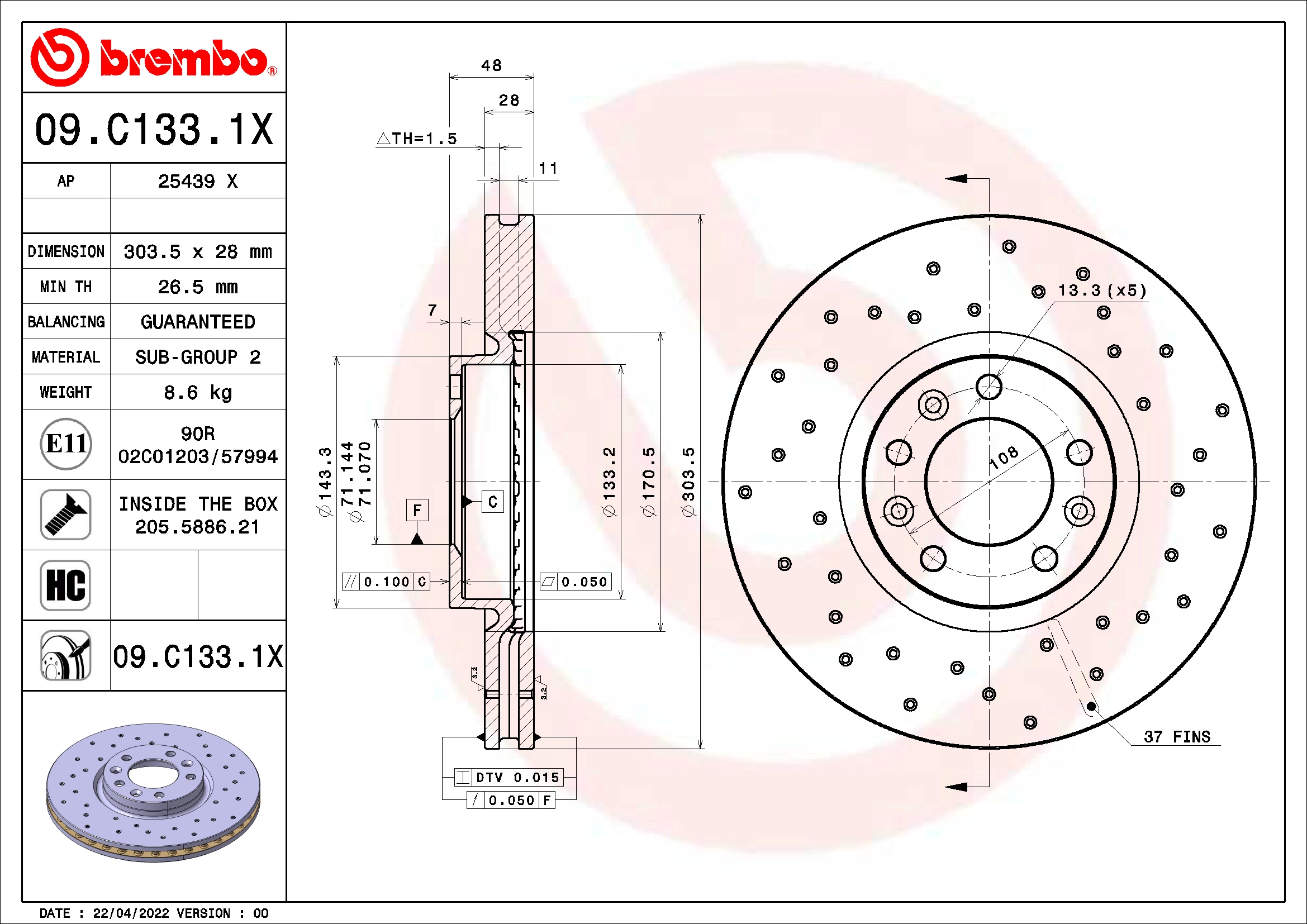 Brake Disc (09.C133.1X)
