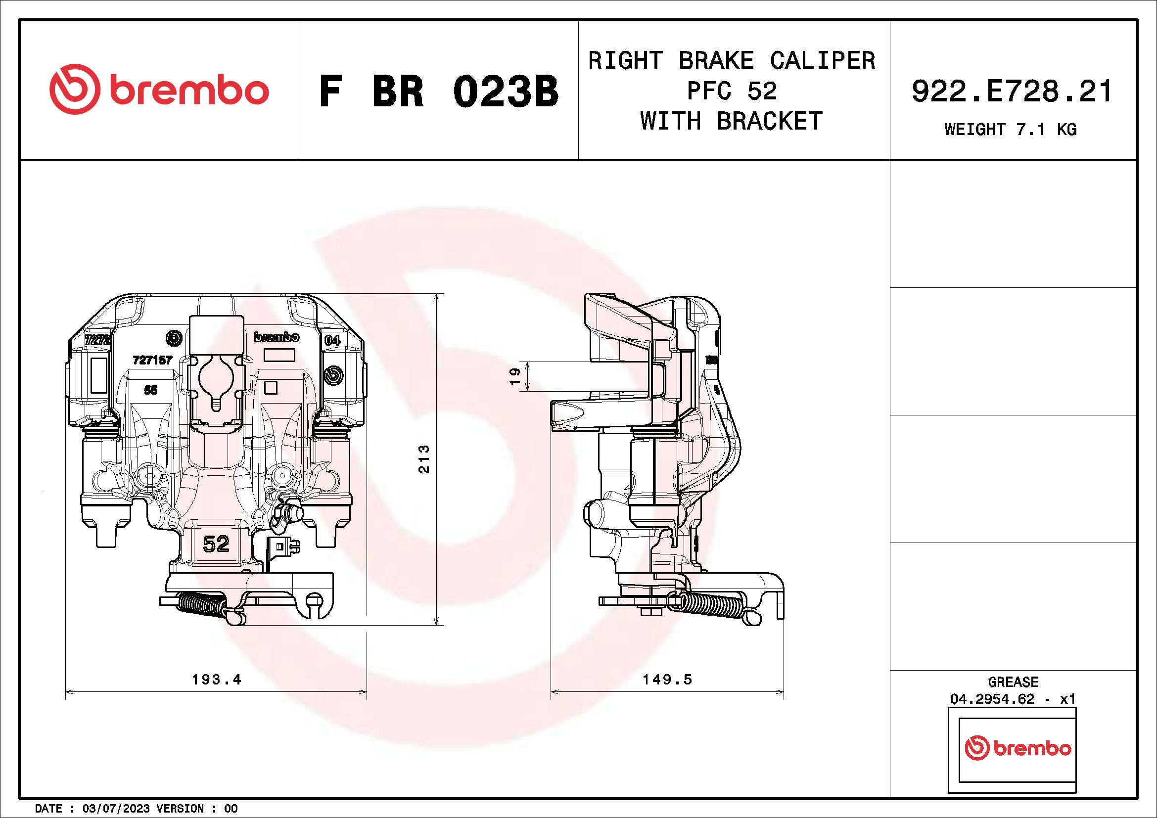 Brake Caliper (F BR 023B)