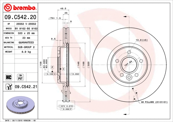 Brake Disc (09.C542.21)